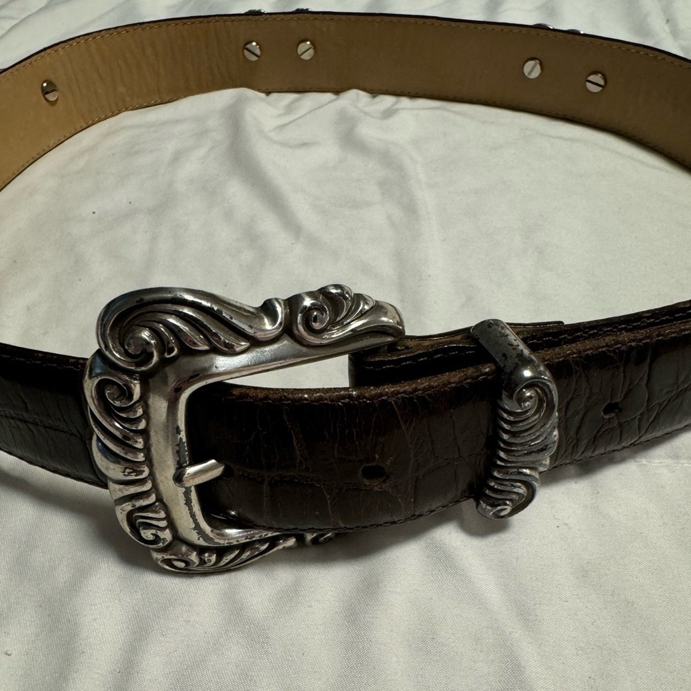 Brighton Romantic Heart Vintage 42409 Women’s Belt Brown Croc Leather 1995 VTG - Picture 4 of 13